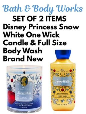 Bath & Body Works Set of Snow White Body Wash & Candle - Fairy Tale Inspired